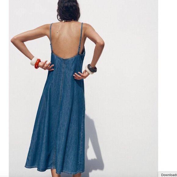 Zara Denim Midi Dress Blue Size XS - Picture 3 of 7